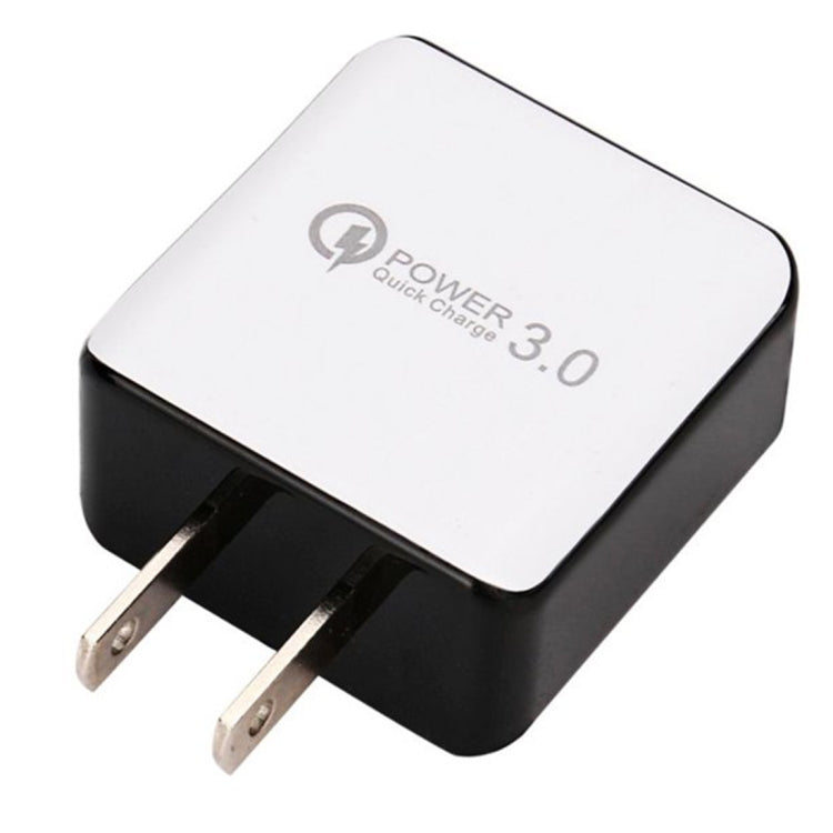 1USB QC 3.0 ワイヤードクイックチャージャー USプラグ、ブラック、ホワイト