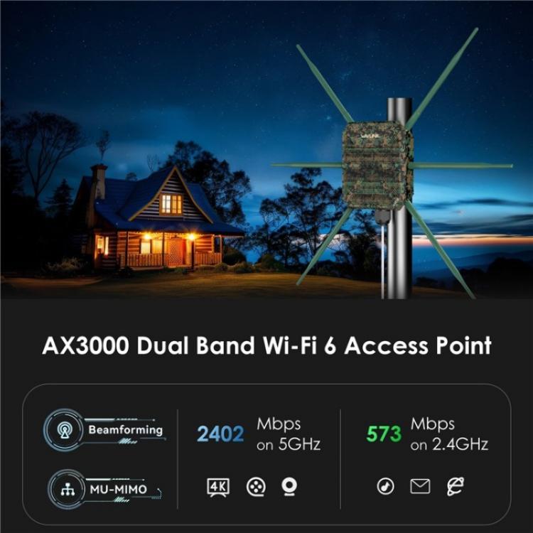 WAVLINK WN588HX3 AX3000 屋外WiFiエクステンダー 6アンテナ デュアルバンドWiFiリピーター、USプラグ、EUプラグ、UKプラグ、AUプラグ