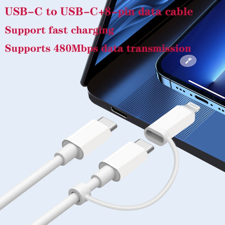 PD31 30W USB-C / Type-C + USB-A 充電器 Type-C+8ピン 2-in-1 データケーブル付き、EUプラグ、EUプラグ + 2-in-1 データケーブル
