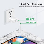 PD31 30W USB-C / Type-C + USB-A 充電器 Type-C+8ピン 2-in-1 データケーブル付き、EUプラグ、EUプラグ + 2-in-1 データケーブル