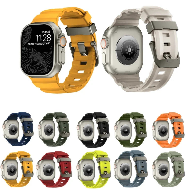 Wild Path Grey Buckle Thickened Silicone Watch Band, For Apple Watch 46mm / 49mm / 45mm / 44mm