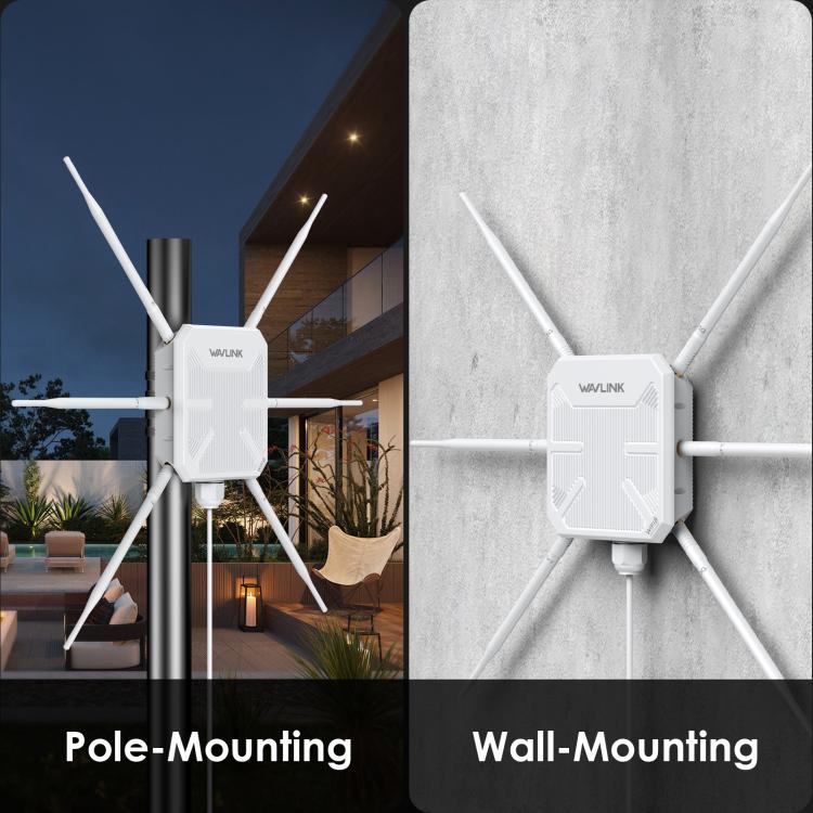 WAVLINK WN588HX3 AX3000 屋外WiFiエクステンダー 6アンテナ搭載 デュアルバンドWiFiリピーター、米国プラグ、英国プラグ、EUプラグ、豪州プラグ