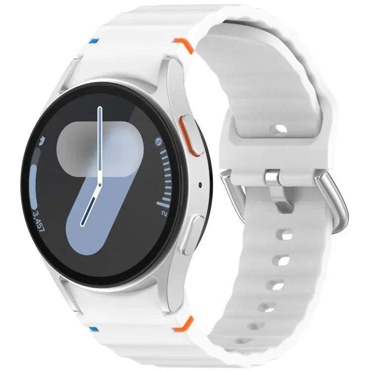波状模様ステッチ入りシルバーバックルシリコン時計バンド、Samsung Galaxy Watch 7 40 / 44mm用