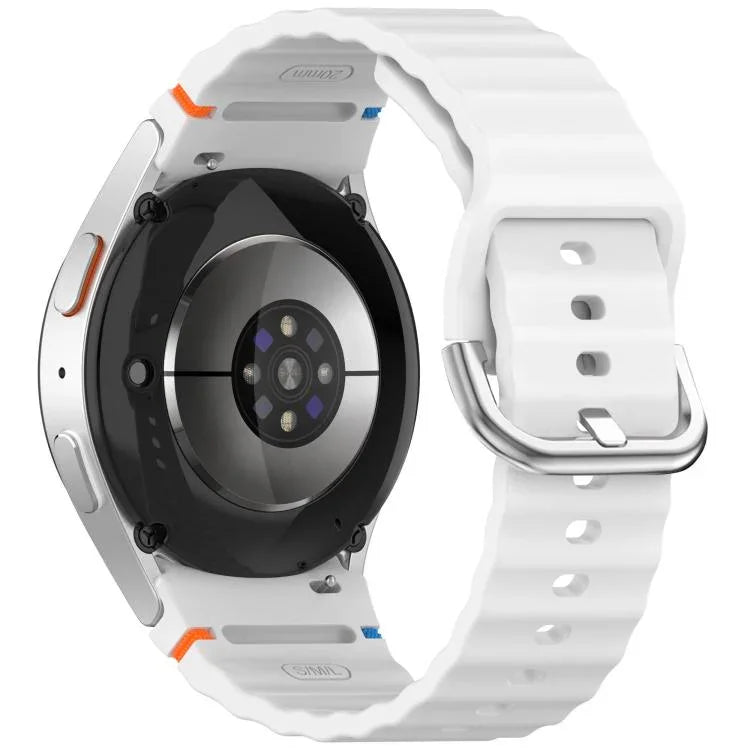 波状模様ステッチ入りシルバーバックルシリコン時計バンド、Samsung Galaxy Watch 7 40 / 44mm用