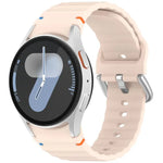 波状模様ステッチ入りシルバーバックルシリコン時計バンド、Samsung Galaxy Watch 7 40 / 44mm用