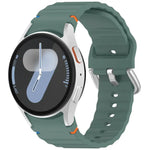 波状模様ステッチ入りシルバーバックルシリコン時計バンド、Samsung Galaxy Watch 7 40 / 44mm用