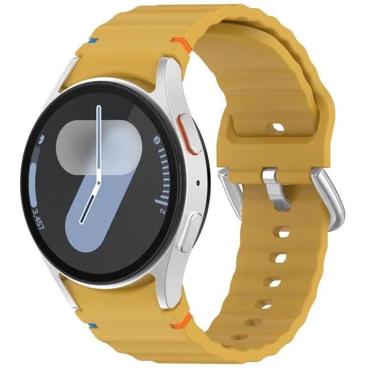 波状模様ステッチ入りシルバーバックルシリコン時計バンド、Samsung Galaxy Watch 7 40 / 44mm用