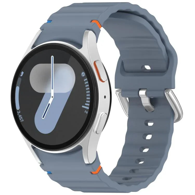波状模様ステッチ入りシルバーバックルシリコン時計バンド、Samsung Galaxy Watch 7 40 / 44mm用