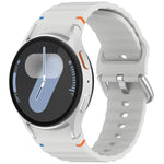 波状模様ステッチ入りシルバーバックルシリコン時計バンド、Samsung Galaxy Watch 7 40 / 44mm用