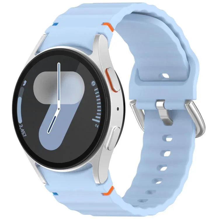 波状模様ステッチ入りシルバーバックルシリコン時計バンド、Samsung Galaxy Watch 7 40 / 44mm用