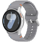 波状模様ステッチ入りシルバーバックルシリコン時計バンド、Samsung Galaxy Watch 7 40 / 44mm用