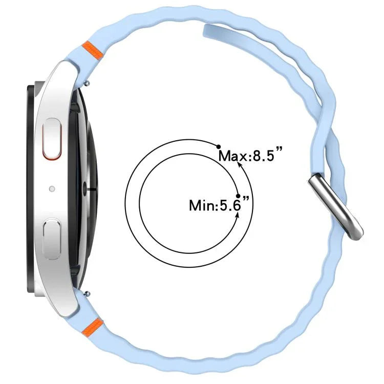 波状模様ステッチ入りシルバーバックルシリコン時計バンド、Samsung Galaxy Watch 7 40 / 44mm用