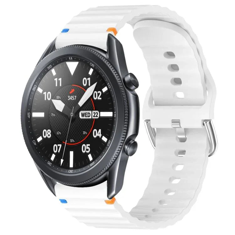 波状模様ステッチ入り22mmシリコン時計バンド、Samsung Galaxy Watch 3 45mm用