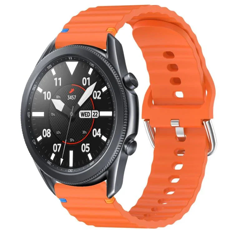 波状模様ステッチ入り22mmシリコン時計バンド、Samsung Galaxy Watch 3 45mm用