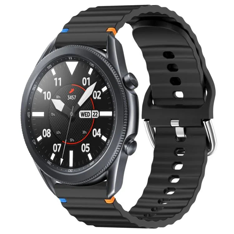 波状模様ステッチ入り22mmシリコン時計バンド、Samsung Galaxy Watch 3 45mm用