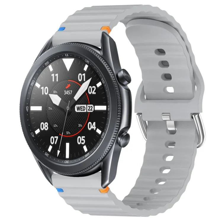波状模様ステッチ入り22mmシリコン時計バンド、Samsung Galaxy Watch 3 45mm用