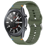 波状模様ステッチ入り22mmシリコン時計バンド、Samsung Galaxy Watch 3 45mm用