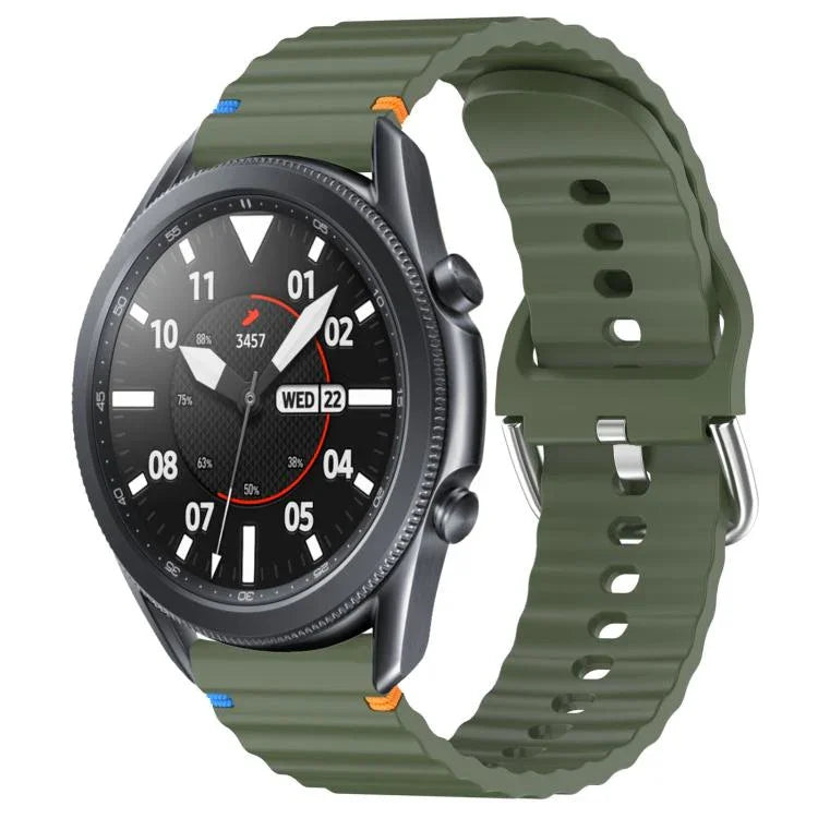 波状模様ステッチ入り22mmシリコン時計バンド、Samsung Galaxy Watch 3 45mm用