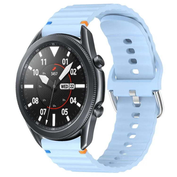 波状模様ステッチ入り22mmシリコン時計バンド、Samsung Galaxy Watch 3 45mm用