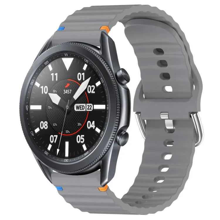 波状模様ステッチ入り22mmシリコン時計バンド、Samsung Galaxy Watch 3 45mm用
