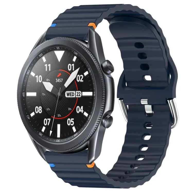 波状模様ステッチ入り22mmシリコン時計バンド、Samsung Galaxy Watch 3 45mm用