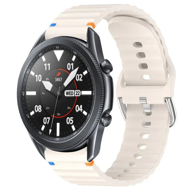 波状模様ステッチ入り22mmシリコン時計バンド、Samsung Galaxy Watch 3 45mm用