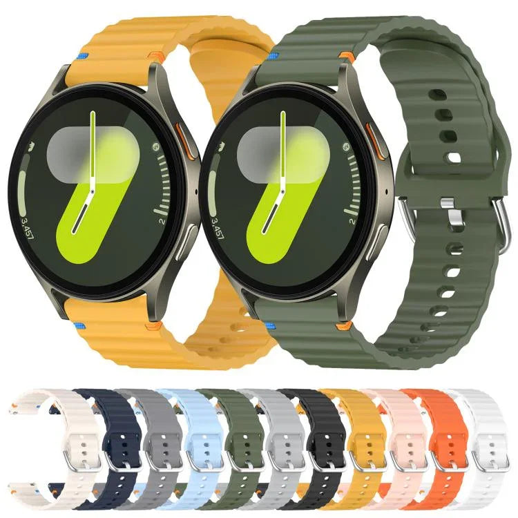 波状模様ステッチ入り20mmシリコン時計バンド、Samsung Galaxy Watch 7 40 / 44mm用