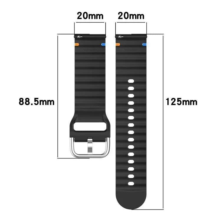 波状模様ステッチ入り20mmシリコン時計バンド、Samsung Galaxy Watch 7 40 / 44mm用