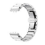 バタフライバックルセラミックホワイトメタル時計バンド、Samsung Galaxy Fit 3用