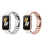 バタフライバックルセラミックホワイトメタル時計バンド、Samsung Galaxy Fit 3用