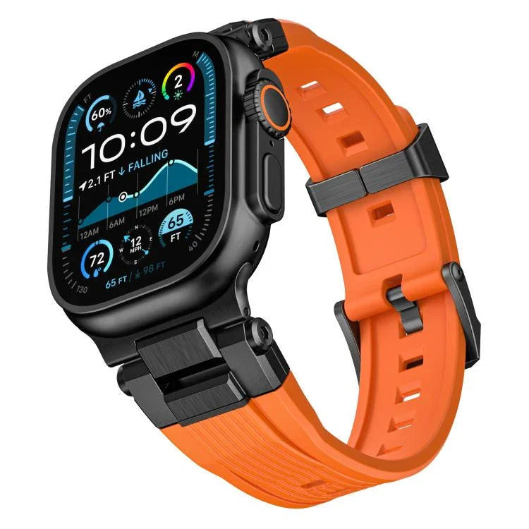 ステンレススチールコネクタ縦目TPUウォッチバンド、Apple Watch 46mm / 49mm / 45mm / 44mm用