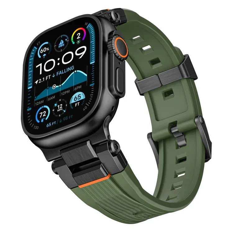 ステンレススチールコネクタ縦目TPUウォッチバンド、Apple Watch 46mm / 49mm / 45mm / 44mm用