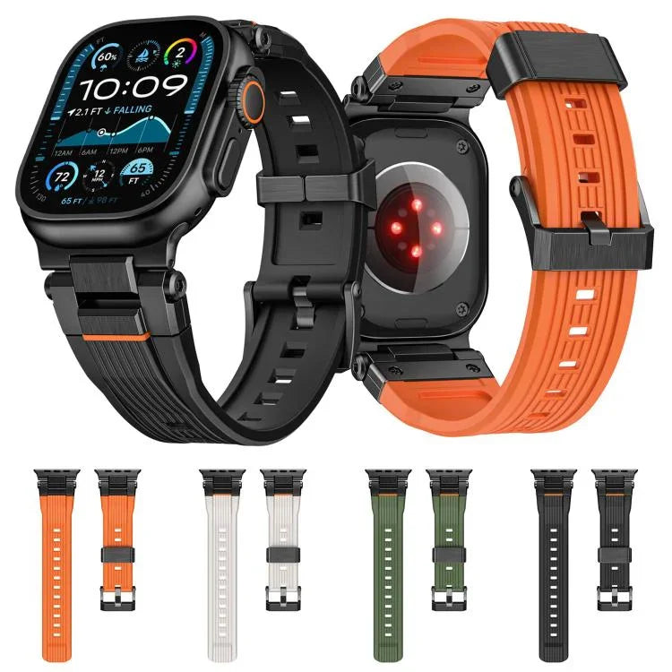 ステンレススチールコネクタ縦目TPUウォッチバンド、Apple Watch 46mm / 49mm / 45mm / 44mm用