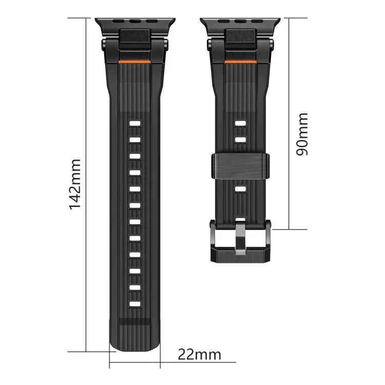 ステンレススチールコネクタ縦目TPUウォッチバンド、Apple Watch 46mm / 49mm / 45mm / 44mm用
