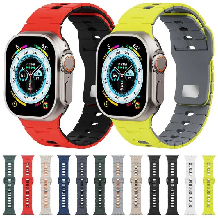 ツートーン シリコンウォッチバンド Apple Watch 46mm / 49mm / 45mm / 44mm用、Apple Watch 42mm / 41mm / 40mm / 38mm用