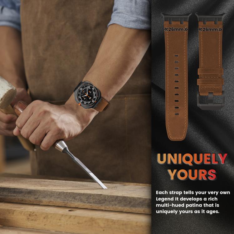 クレイジーホースレザー時計バンド、Samsung Galaxy Watch Ultra 47mm / Ultra 2025用