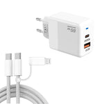 PD41 GaN PD 45W + USB 充電器 USB-C to USB-C / 8ピン データケーブル付き iPhone用、EUプラグ、EUプラグ
