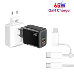 PD41 GaN PD 45W + USB 充電器 USB-C to USB-C / 8ピン データケーブル付き iPhone用、EUプラグ、EUプラグ