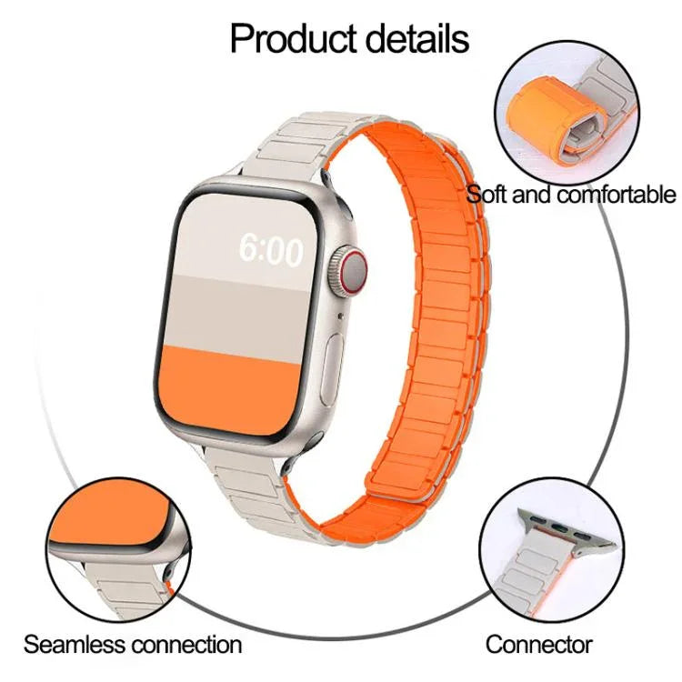 トライビーズ I字型スリムマグネティックシリコンウォッチバンド、Apple Watch 46mm / 49mm / 45mm / 44mm用、Apple Watch 42mm / 41mm / 40mm / 38mm用