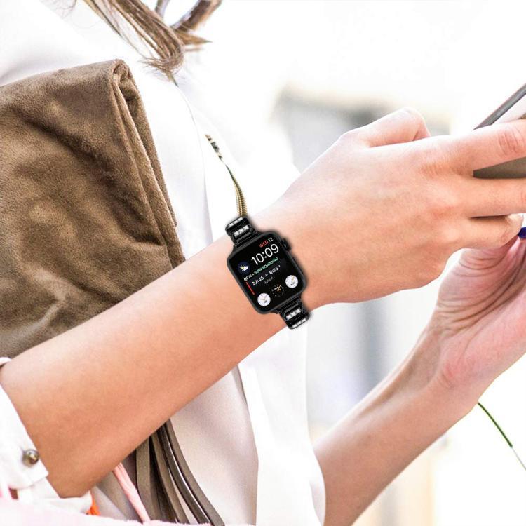 小さなスクエアダイヤモンド バタフライバックル ウォッチバンド、Apple Watch 46mm / 49mm / 45mm / 44mm用、Apple Watch 42mm / 41mm / 40mm / 38mm用
