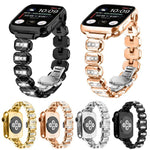 小さなスクエアダイヤモンド バタフライバックル ウォッチバンド、Apple Watch 46mm / 49mm / 45mm / 44mm用、Apple Watch 42mm / 41mm / 40mm / 38mm用