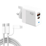 PD41 GaN PD 45W + USB 充電器 USB-C to USB-C / 8ピン データケーブル付き iPhone用、UKプラグ、UKプラグ