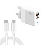 PD41 GaN PD 45W + USB 充電器 Type-C to Type-C データケーブル付き、UKプラグ、USプラグ