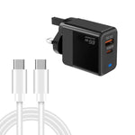 PD41 GaN PD 45W + USB 充電器 Type-C to Type-C データケーブル付き、UKプラグ、USプラグ