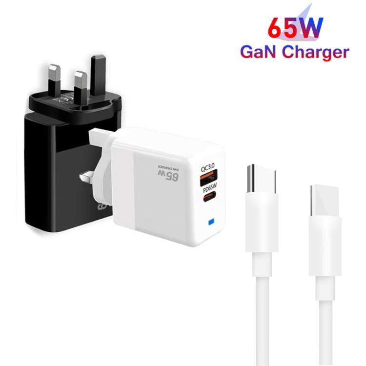 PD41 GaN PD 45W + USB 充電器 Type-C to Type-C データケーブル付き、UKプラグ、USプラグ