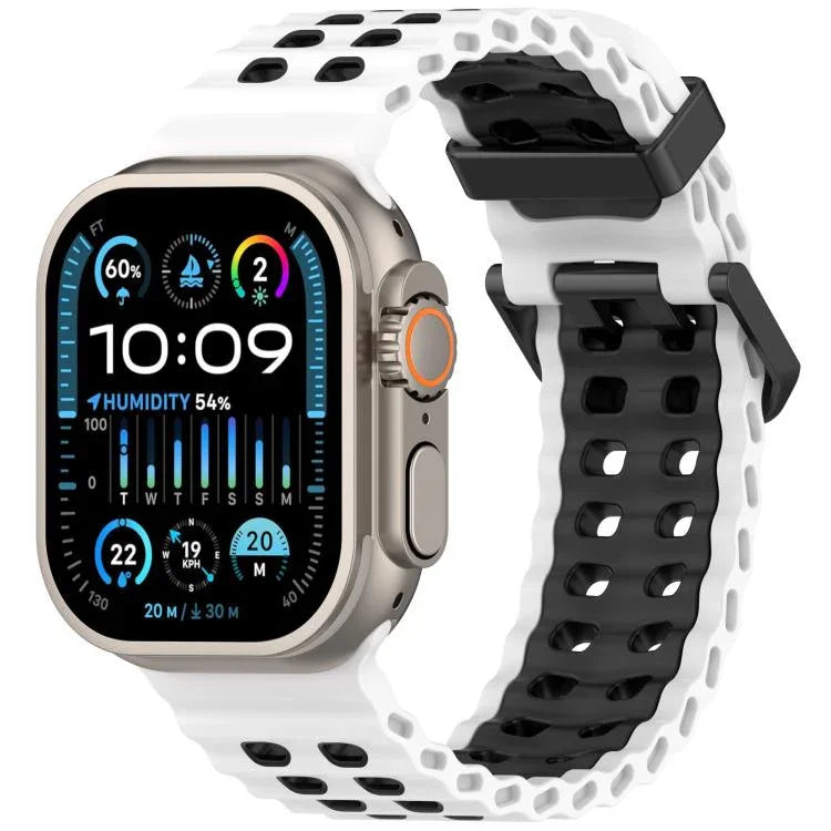 オーシャンダブルローホールツートーンシリコンウォッチバンド、Apple Watch 46mm / 49mm / 45mm / 44mm用