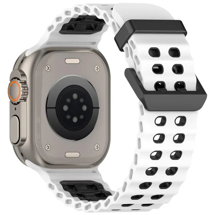 オーシャンダブルローホールツートーンシリコンウォッチバンド、Apple Watch 46mm / 49mm / 45mm / 44mm用