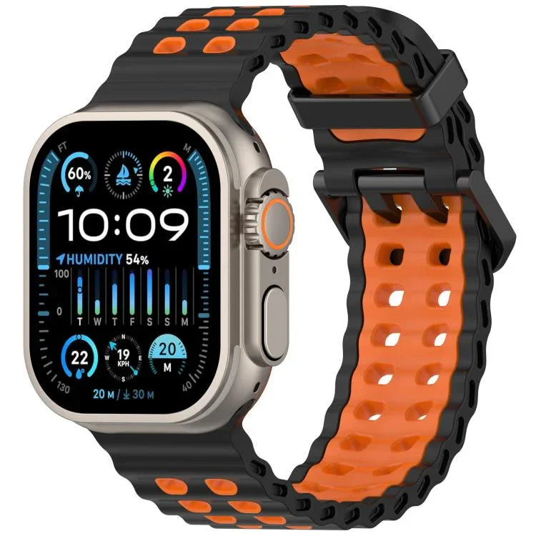オーシャンダブルローホールツートーンシリコンウォッチバンド、Apple Watch 46mm / 49mm / 45mm / 44mm用