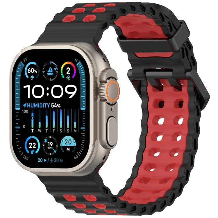 オーシャンダブルローホールツートーンシリコンウォッチバンド、Apple Watch 46mm / 49mm / 45mm / 44mm用