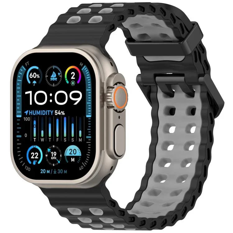 オーシャンダブルローホールツートーンシリコンウォッチバンド、Apple Watch 46mm / 49mm / 45mm / 44mm用